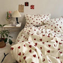 Axyaa Love Heart Bedding Set - Kid Adult Twin Full Queen Size Duvet Cover Pillowcase