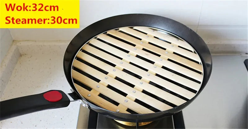 Axya Bamboo Steamer with Stainless Steel Frame - Cooker for Dim Sum, Dessert, Meat