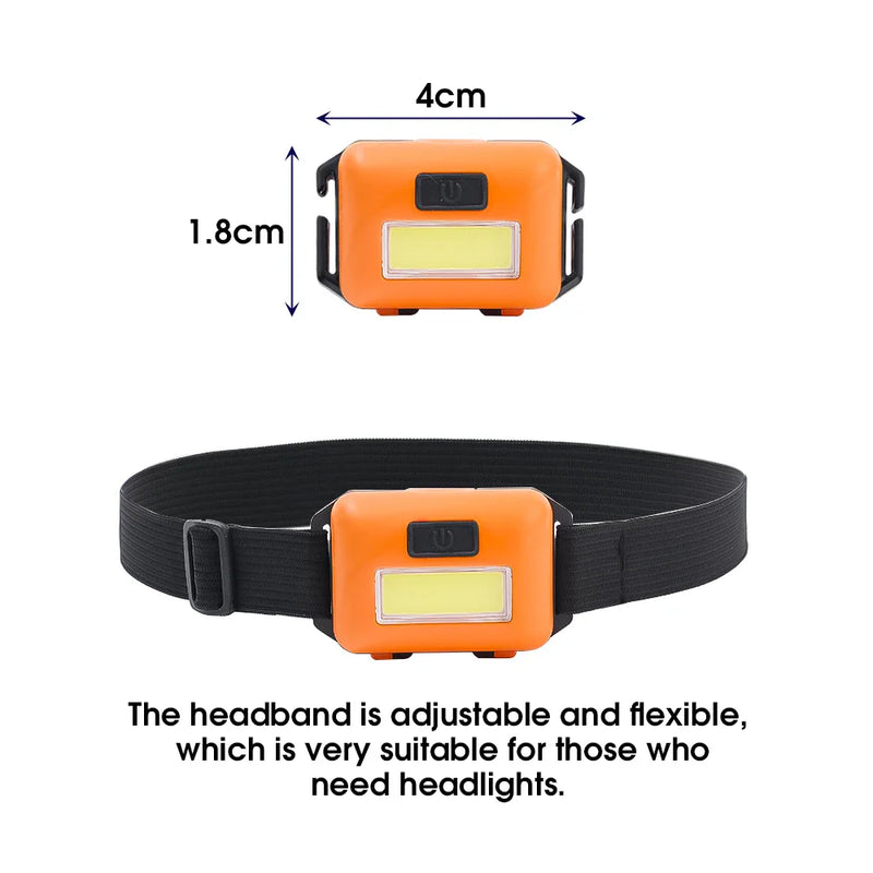 Axya COB LED Headlamp: Mini Waterproof Headlight with 3 Lighting Modes