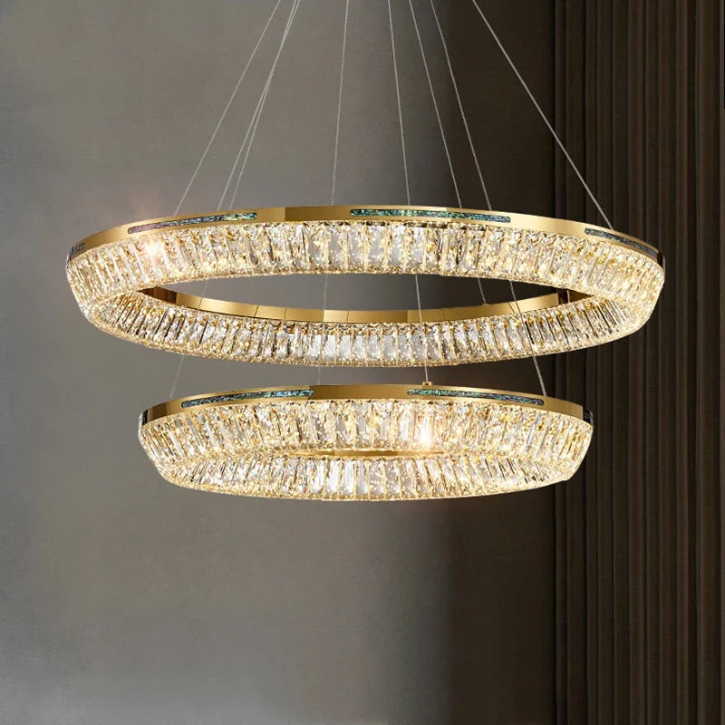 Axyaa Crystal LED Chandeliers: Modern Luxury Lighting Fixtures for Home Interiors