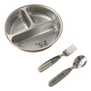 Axyaa 3-Grid Stainless Steel Kids Food Plate - Cute & Durable Divided Dish