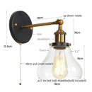 Axyaa Red Bronze LED Wall Lamp with Pull Chain Switch and Clear Glass