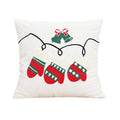 Axyaa Red Canvas Christmas Pillow Cover with Elk & Snowflake Embroidery