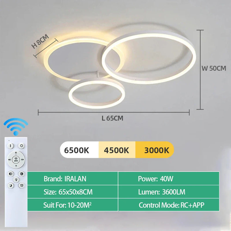 Axyaa Round Circle Ring Chandelier Ceiling Lamp for Home Decor Lighting in Living Bedroom