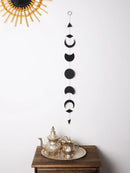 Axyaa Moon Phase Wall Hanging: Boho Wood Garland Room Decor for Living Room Bedroom Nursery