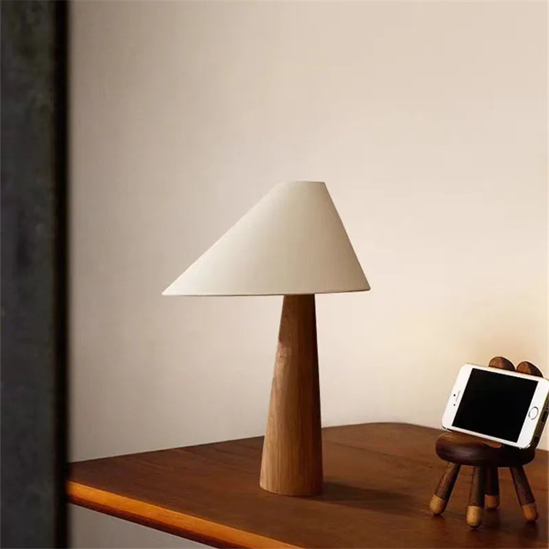 Tapered Oak Wood Floor Lamp Wabi-sabi Nordic Standing Lamp by Axyaa