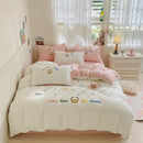 Axyaa Ice Cream Embroidered Bedding Set: Duvet Cover, Sheet, Pillowcases - Soft & Skin-friendly