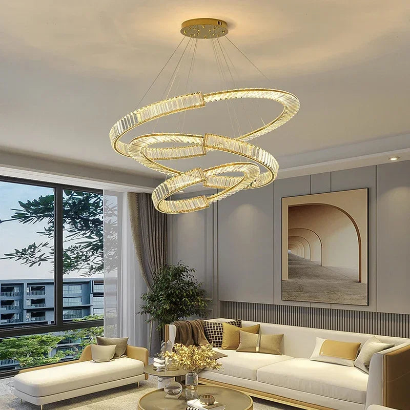 Axyaa Luxury Crystal Chandelier - Modern Gloss Lighting for Living and Dining Room