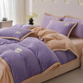Axyaa 2024 Solid Color Milk Fleece 4-Piece Set with Wide Edge Craft & Flannel Quilt Cover