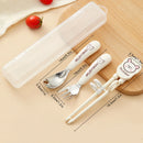 Axyaa Kids Cutlery Set: Stainless Steel Fork Spoon Chopstick Box Set