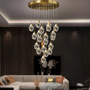 Axyaa Crystal Stair Chandelier LED Ceiling Light for Living Room