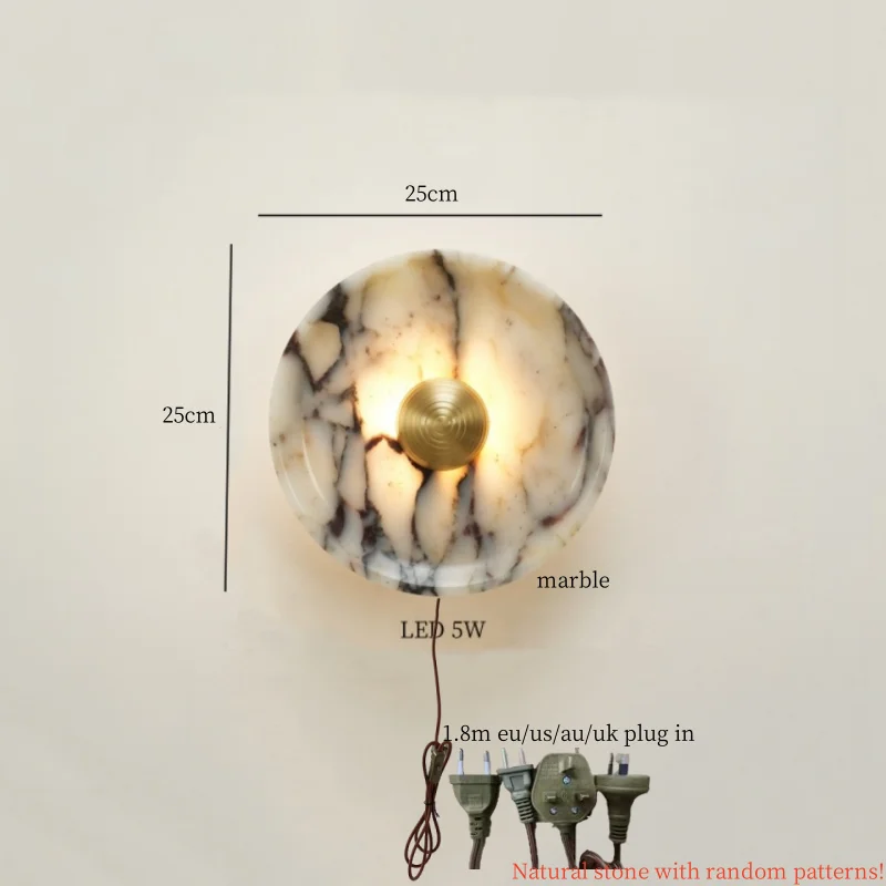 Axyaa Marble LED Wall Lights: Modern Minimalist Bedroom Kitchen Decor