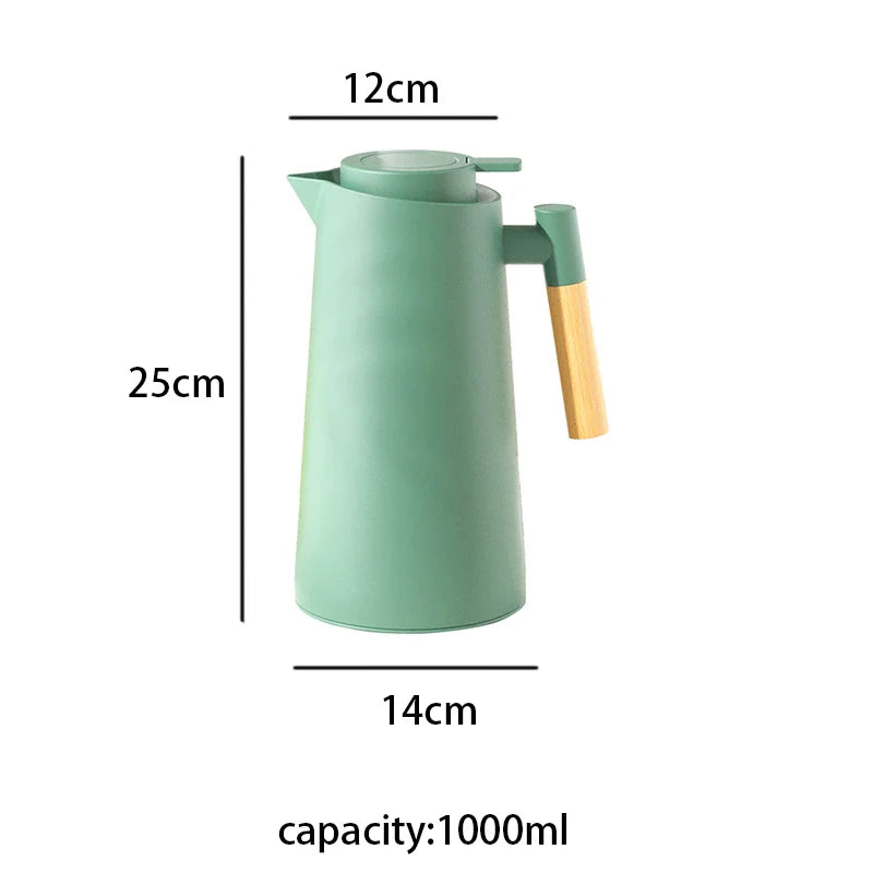 Axya 1L Insulated Kettle Wood Handle Vacuum Thermos Teapot