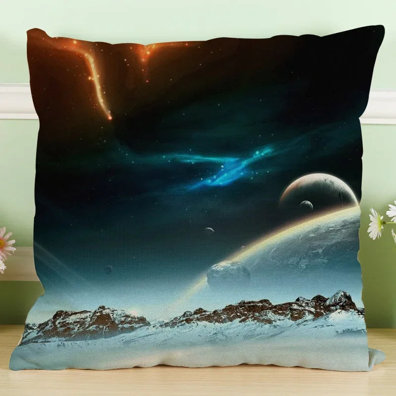 Axyaa Astronomical Map Linen Pillowcase for Home & Office Sofa Decor