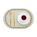Axyaa Green Oval Placemats Set for Dining Table, Non-Slip Waterproof Place Mats