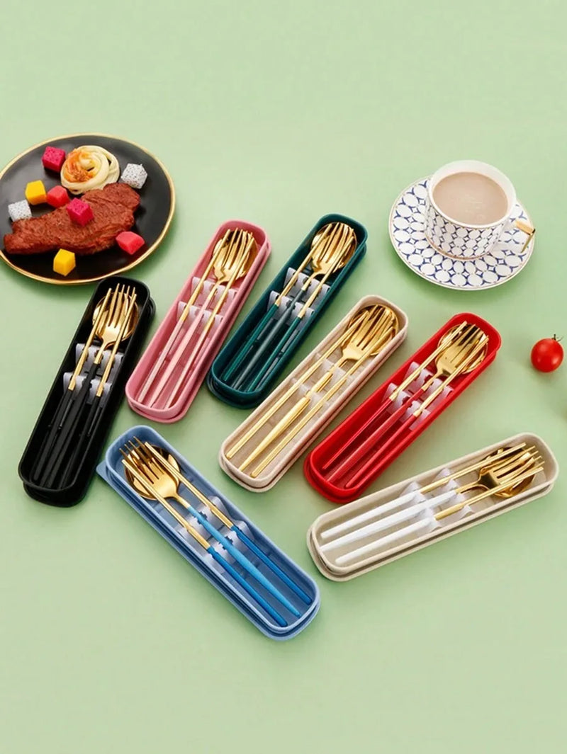 Axyaa Stainless Steel Cutlery Set with Storage Box - 3 Pieces