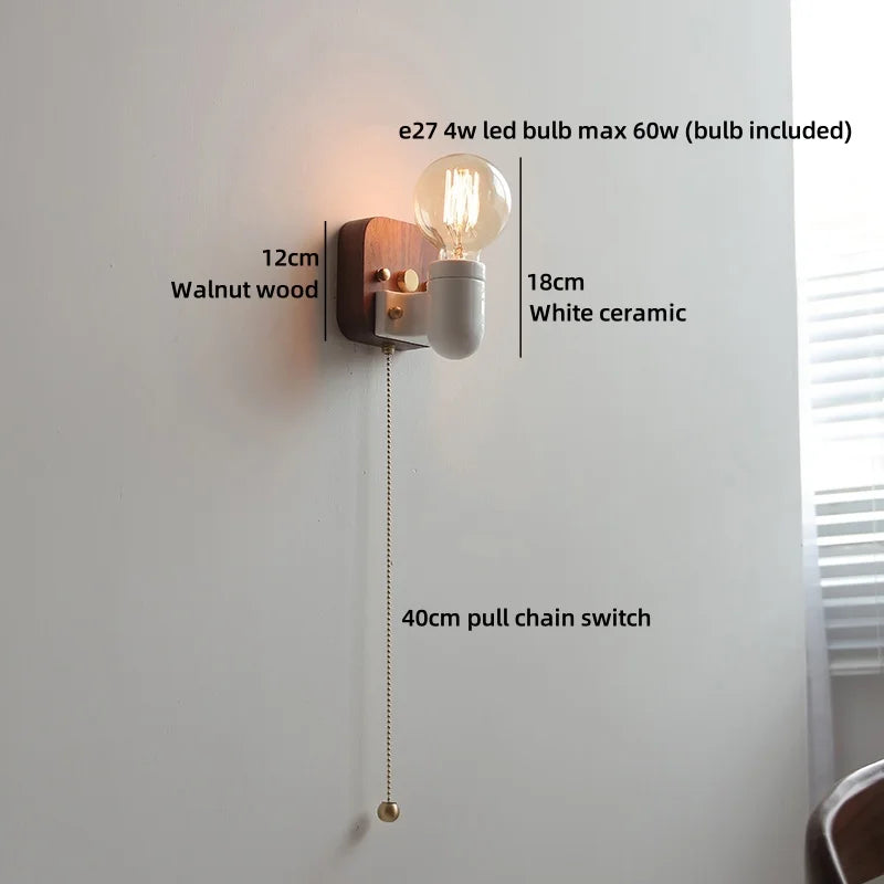 Axyaa Ceramic LED Wall Light Mirror Japan Style Bedside Lamp