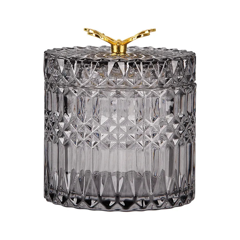 Axya Glass Jewelry Box Candy Jar Home Organizer Butterfly Design