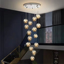 Axyaa Glass Ball LED Spiral Chandelier - Modern Lighting for Home, Restaurant, Hotel