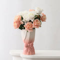 Axyaa Donut Shape Ceramic Flower Vase for Wedding Valentine's Day Home Decor