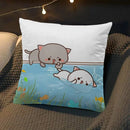 Axyaa Peach Cat Soft Cushion Cover 45x45 for Bed Sofa Home Decor