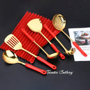 Axyaa Stainless Steel Ceramic Handle Cookware Set, 7Pcs Cooking Utensils