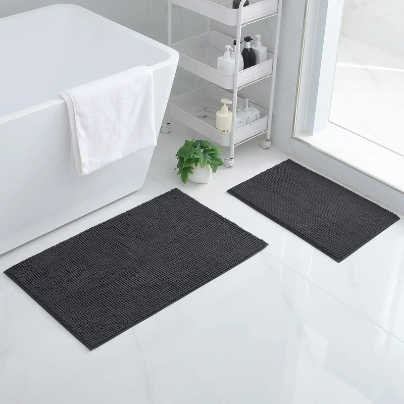 Axyaa Chenille Bathroom Mat Soft Bath Rug Absorbent Non-Slip Washable