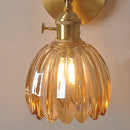 Axyaa Vintage LED Wall Light Fixture Amber Glass Pull Chain Switch Loft Bedside Lamp