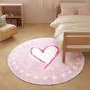 Pink Love Plush Carpet by Axyaa: Cute Minimalist Bedroom Rug for a Cozy Living Space