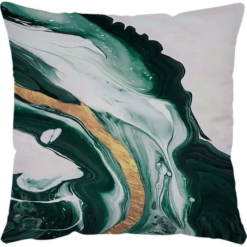 Luxurious Green Marble Texture Pillowcase Set for Home Decoration by Axyaa