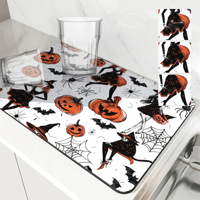 Axyaa Halloween Black Cat Antiskid Drying Mat