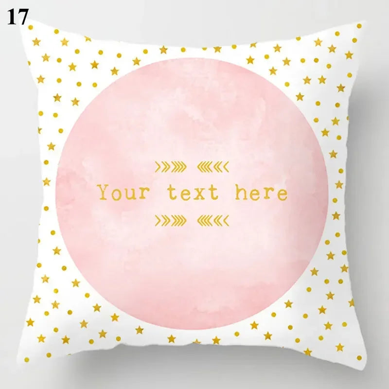 Axyaa Cloud Moon Star Pattern Pillowcase White Grey Letters Printed Home Decor