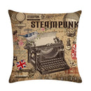 Axyaa Retro Typewriter Camera Linen Pillow Cover 45x45cm