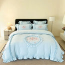 Axyaa Pink Embroidery Bedding Set Double King Queen Size with Duvet Cover & Sheets