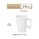 Axyaa Marble White Porcelain Coffee Set for 6 - 6 Cups 5.5 Inch 500ML Square