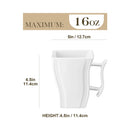 Axyaa 6-Piece White Marble Coffee Service Set, 500ML Square Porcelain Cups for 6