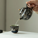 Axyaa Black Gold Glaze Apricot Blossom Tea Pot Set with Filter