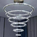 Axyaa Crystal Stair Chandelier - Modern LED Ceiling Hanging Light for Living Room