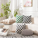Axyaa Luxe Checkerboard Cushion Cover in Khaki Coffee Wool Faux Fur - Home Decor