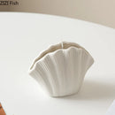 Axyaa Shell Ceramic Vase for Flowers | Tabletop Decoration Vessel