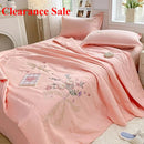 Axyaa Soft Cotton 3D Flower Embroidered Summer Quilt 4-Piece Set