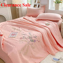 Axyaa Super Soft Embroidered Summer Quilt Set - Solid Color Cotton Bedding