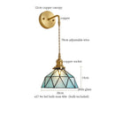 Axyaa Tiffany Glass LED Wall Lamp Pull Chain Switch Vintage Copper Wall Lights