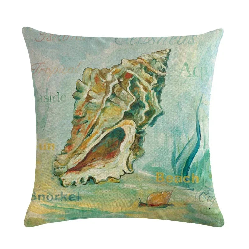 Axyaa Starfish Conch Linen Pillowcase 45*45cm