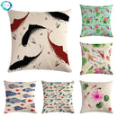 Axyaa Lotus Carp Print Cushion Cover for Home Decor on Mahogany Chair