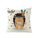 Axyaa Lovely Animals Linen Cushion Cover - Cute Bear Fox Deer Print