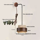 Axyaa LED Wall Lights Nordic Modern Pull Chain Yellow Travertine Stone Bedside Lamp