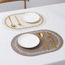 Axyaa Leather Oval Placemats Set: Waterproof & Oil-proof Table Mats, Heat Insulation Pads