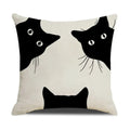 Axyaa Funny Cats Linen Pillow Cover 45x45cm - Farmhouse Decor & Office Throw Pillowcase