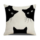 Axyaa Funny Cats Linen Pillow Cover 45x45cm - Farmhouse Decor & Office Throw Pillowcase